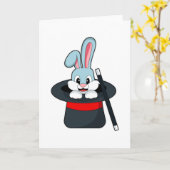 Carte Lapin à Magie avec Baguette & Chapeau (Fleur jaune)