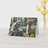 Carte Lapin à oreille de disquette avec un visage (Fleur jaune)