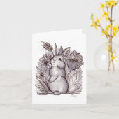 Carte Lapin à vin rouge (Fleur jaune)