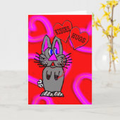 Carte Lapin adorable avec ballons de câlins et de bisous (Fleur jaune)