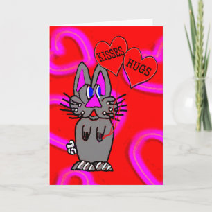 Carte Lapin adorable avec des câlins et des baisers