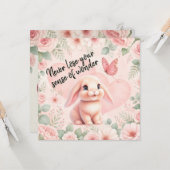 Carte Lapin adorable 'n Papillon (Devant/Arrière en situation)