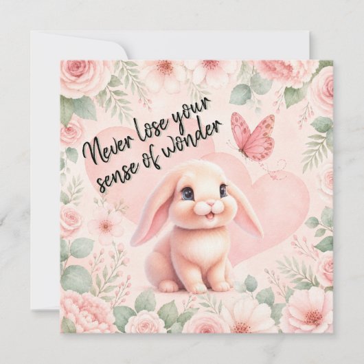 Carte Lapin adorable 'n Papillon (Devant)