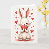 Carte Lapin Amour Douceur (Fleur jaune)
