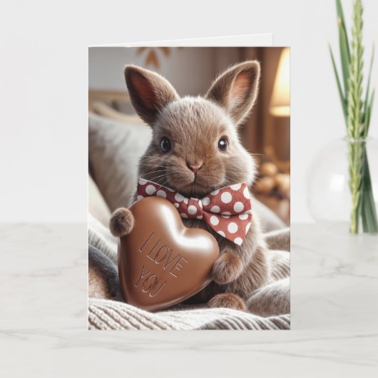 Carte Lapin Anniversaire Au Coeur Chocolé (Devant)