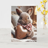 Carte Lapin Anniversaire Au Coeur Chocolé (Fleur jaune)