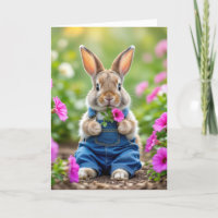 Lapin Anniversaire Manger Pétunia Rose Fleurs