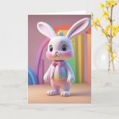 Carte Lapin Arc-en-ciel (Fleur jaune)