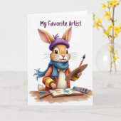 Carte Lapin Artiste Préféré (Fleur jaune)