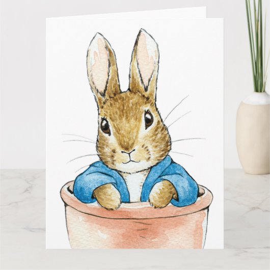 Carte Lapin assis dans un pot de plante     (Devant)