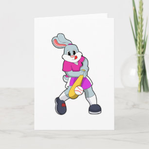Carte Lapin au baseball avec batte de baseball
