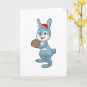 Carte Lapin au baseball avec gant de baseball (Fleur jaune)