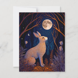 Carte Lapin au clair de lune