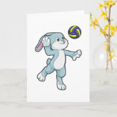 Carte Lapin au sport avec volleyball (Fleur jaune)