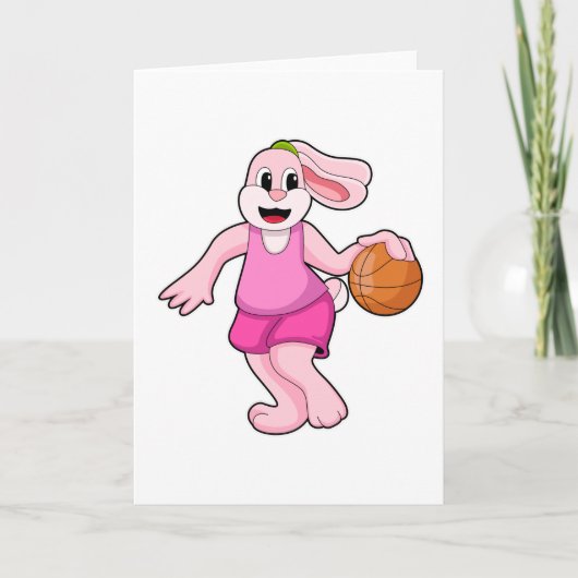 Carte Lapin au sport de basket-ball (Devant)