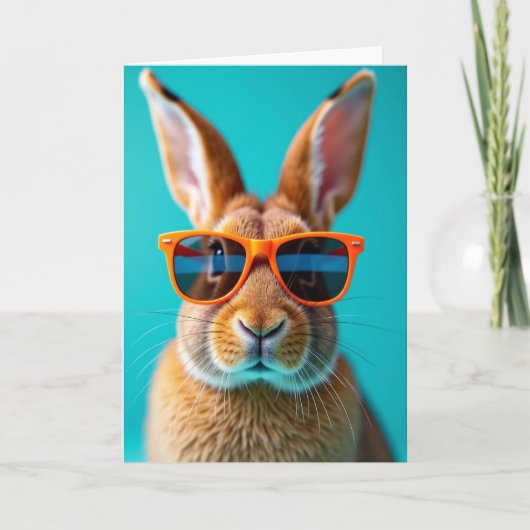 Carte Lapin Aux Lunettes Orange (Devant)