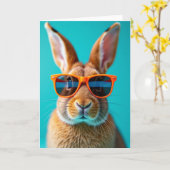 Carte Lapin Aux Lunettes Orange (Fleur jaune)