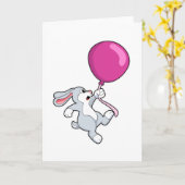 Carte Lapin avec ballon (Fleur jaune)