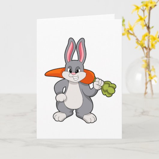 Carte Lapin avec carotte (Fleur jaune)