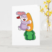 Carte Lapin avec carotte (Fleur jaune)