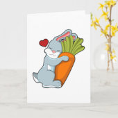 Carte Lapin avec carotte et cœur (Fleur jaune)