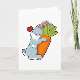 Carte Lapin avec carotte et coeur