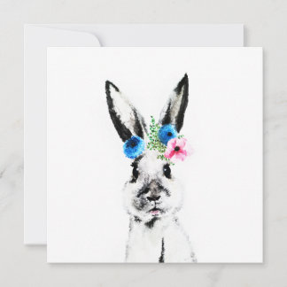 Carte Lapin avec des fleurs