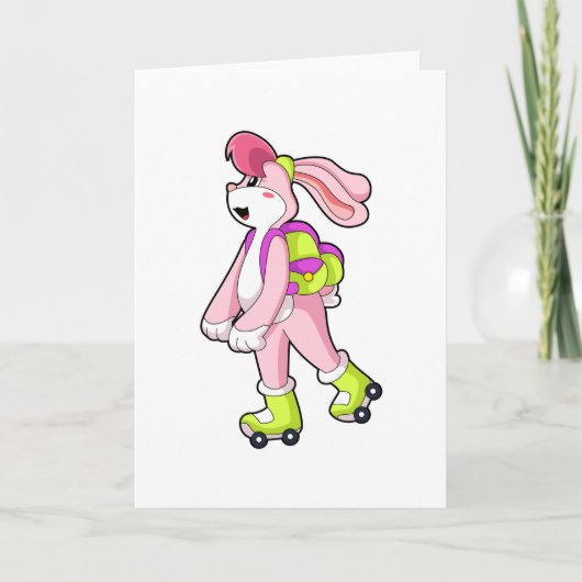 Carte Lapin avec des rollers (Devant)