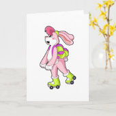 Carte Lapin avec des rollers (Fleur jaune)