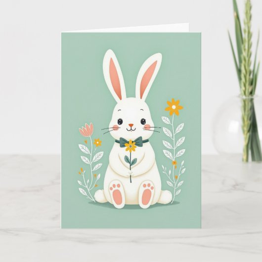 Carte Lapin avec Fleur Amie (Devant)