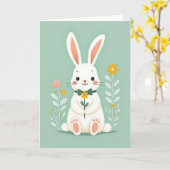 Carte Lapin avec Fleur Amie (Fleur jaune)
