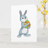 Carte Lapin avec oeuf (Fleur jaune)