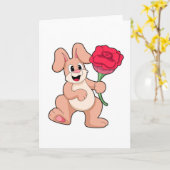 Carte Lapin avec rose rouge (Fleur jaune)