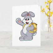 Carte Lapin avec sac à dos (Fleur jaune)
