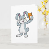 Carte Lapin avec téléphone mobile (Fleur jaune)
