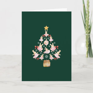 Carte Lapin Ballerine de Ballet Arbre de Noël