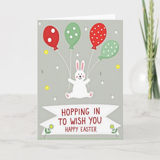 Carte Lapin Ballon à Points (Devant)