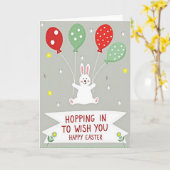 Carte Lapin Ballon à Points (Fleur jaune)