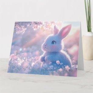 Carte Lapin bébé adorable dans un champ de fleurs