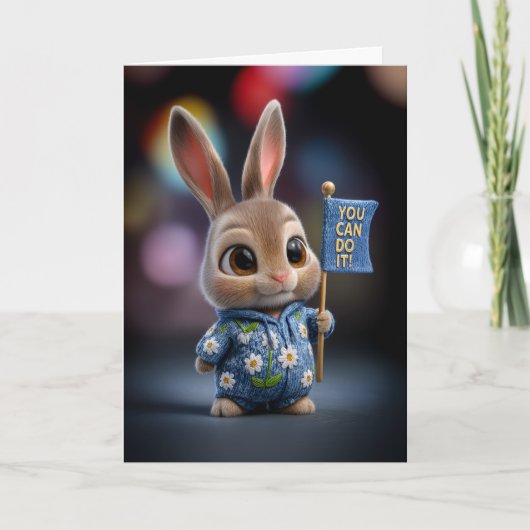 Carte Lapin Bébé Mignon en Barboteuse Fleurie d'Encourag (Devant)