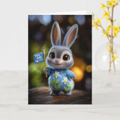 Carte Lapin bébé mignon en pull floral Encouragement (Fleur jaune)