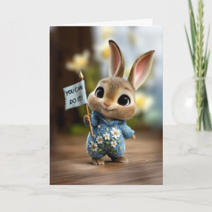 Carte Lapin Bébé Mignon en Salopette Bleue Encouragement