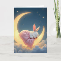 Lapin Bébé Sur un Croissant de Lune