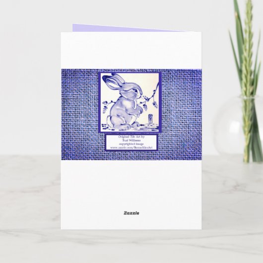 Carte Lapin Blanc Bleu Note Vous Manque Vide  (Dos)