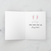 Carte Lapin blanc léchant un lapin de Pâques en chocolat (Intérieur)