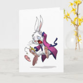 Carte lapin blanc (vide) (Fleur jaune)