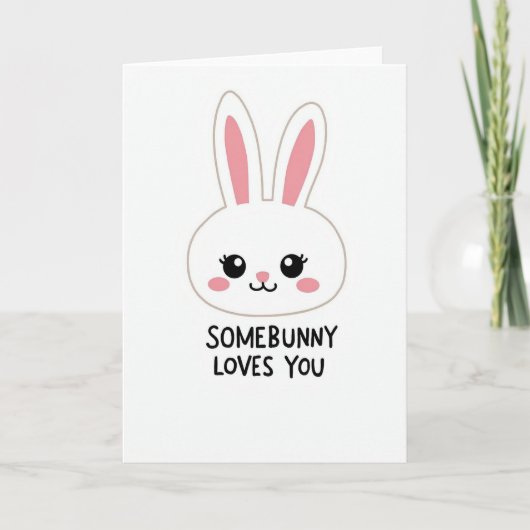 Carte Lapin Blanc Vous Aime (Devant)