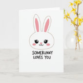 Carte Lapin Blanc Vous Aime (Fleur jaune)
