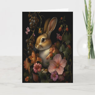 Carte Lapin botanique Dark Gothic Cottagecore, Sombre