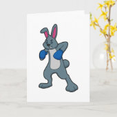Carte Lapin boxeur avec gants de boxe (Fleur jaune)